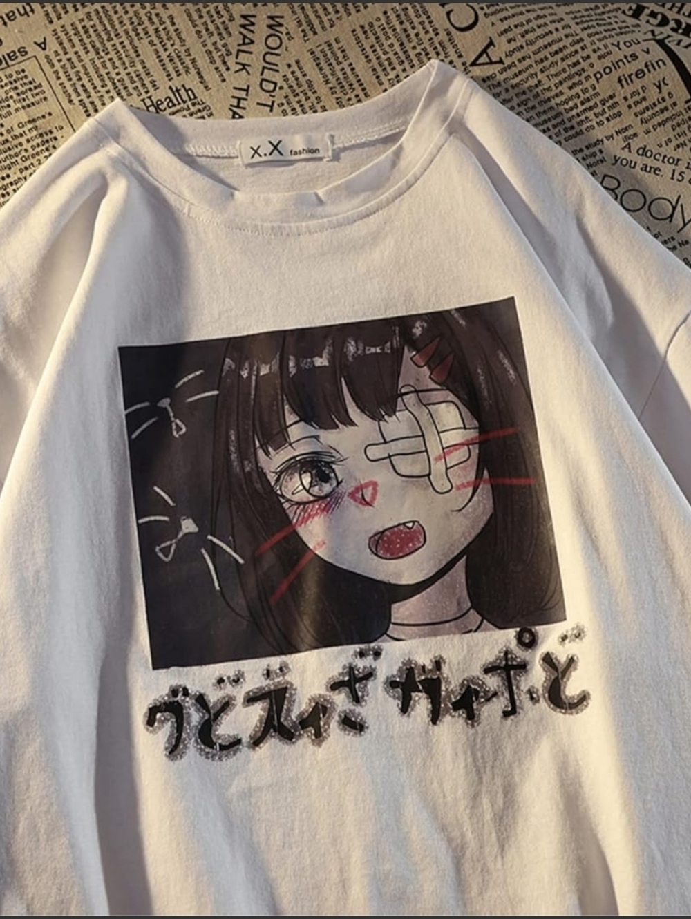 Anime White Graphic Tee Japanese